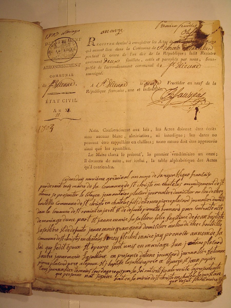 Page du registre